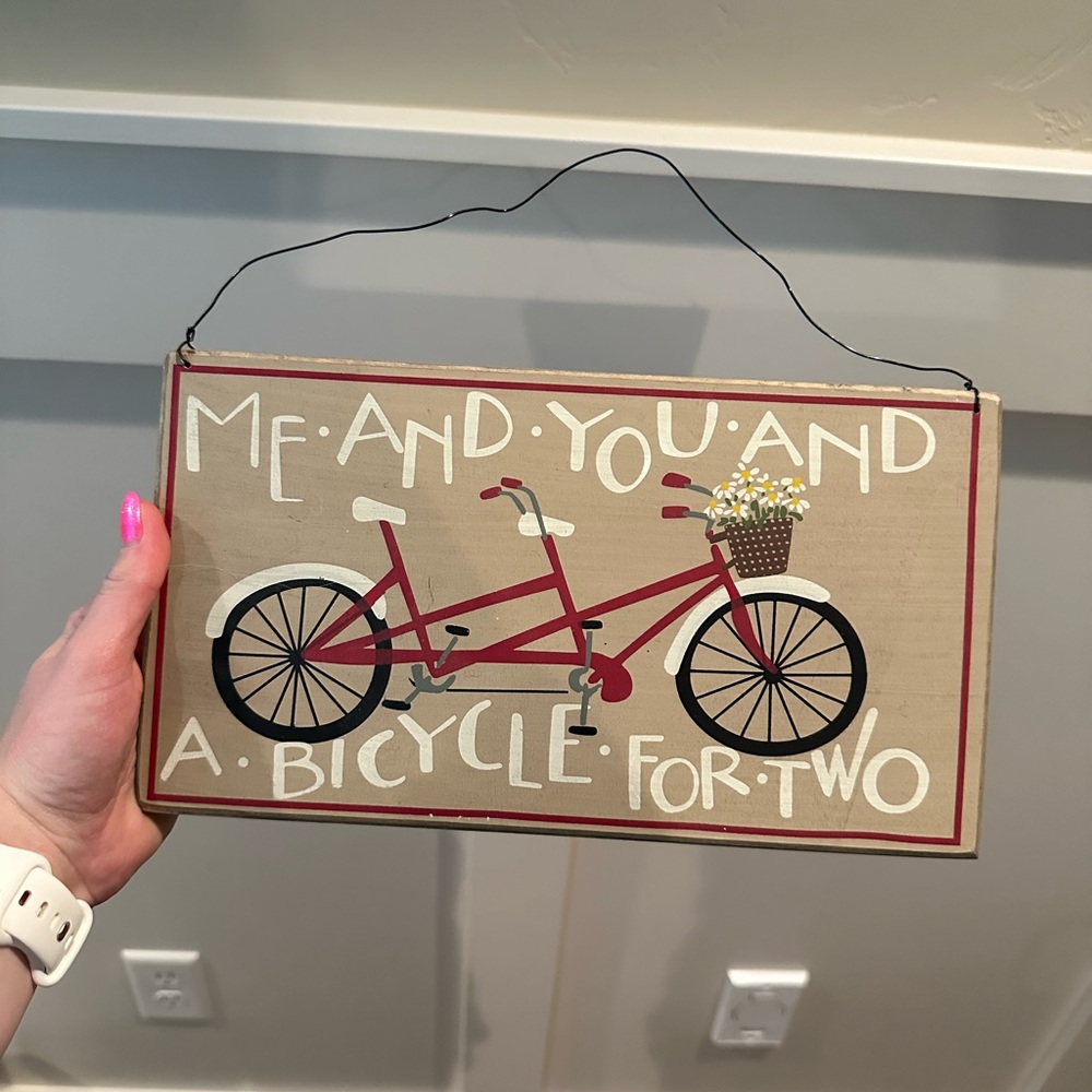 Tandem Bicycle Wall Art Decor - Red and Tan